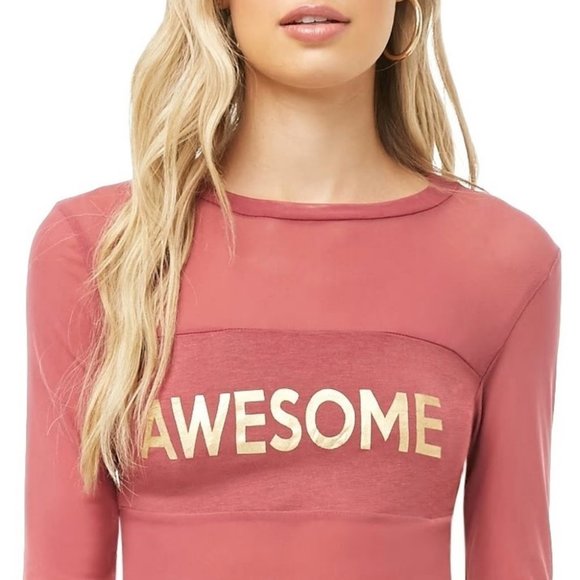 Forever 21 Iris Awesome Mesh Crop Top Mauve - Picture 6 of 12